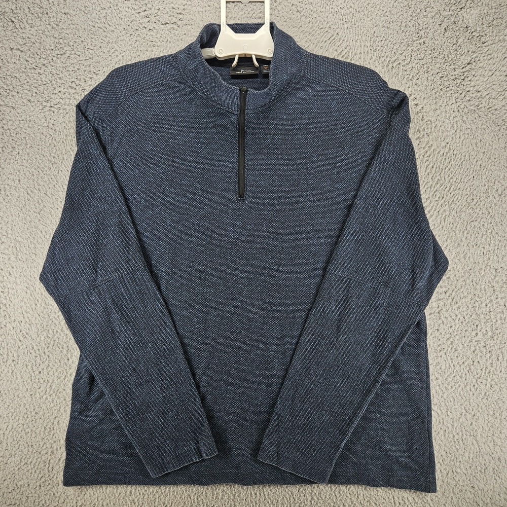 Marc Anthony Mens XXL Slim Fit Quarter Zip Pullover Blue Textured Knit Sweater